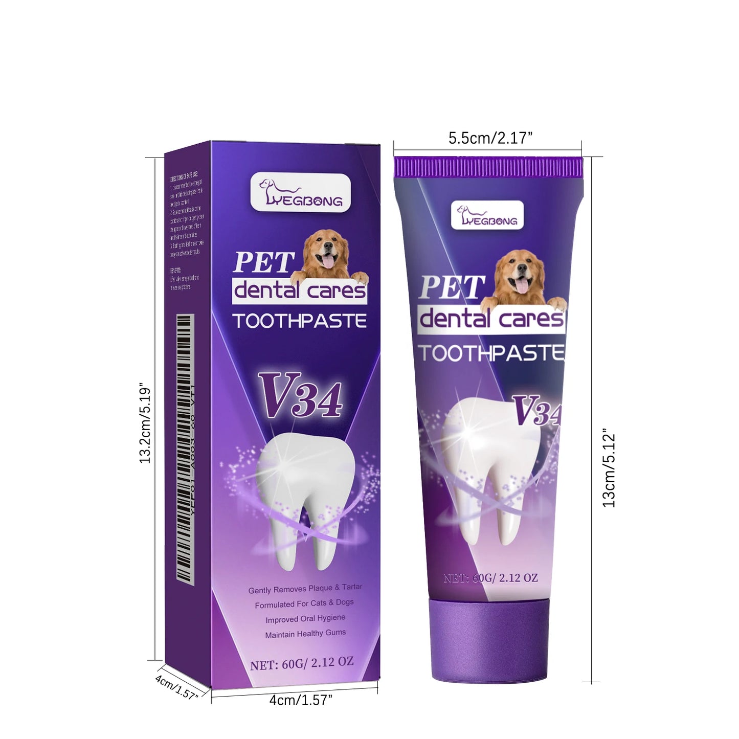 Pet Dental Care Toothpaste — Protects Gums, Removes Stains & Reduces Odor for Dogs & Cats