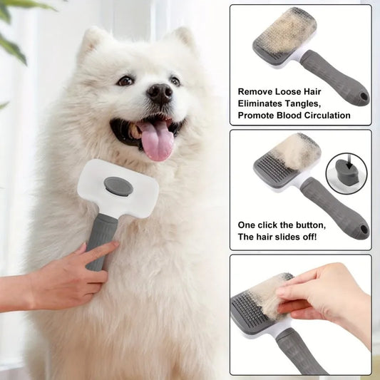 One-Button Pet Deshedding Brush — Easy Self-Cleaning Grooming Tool