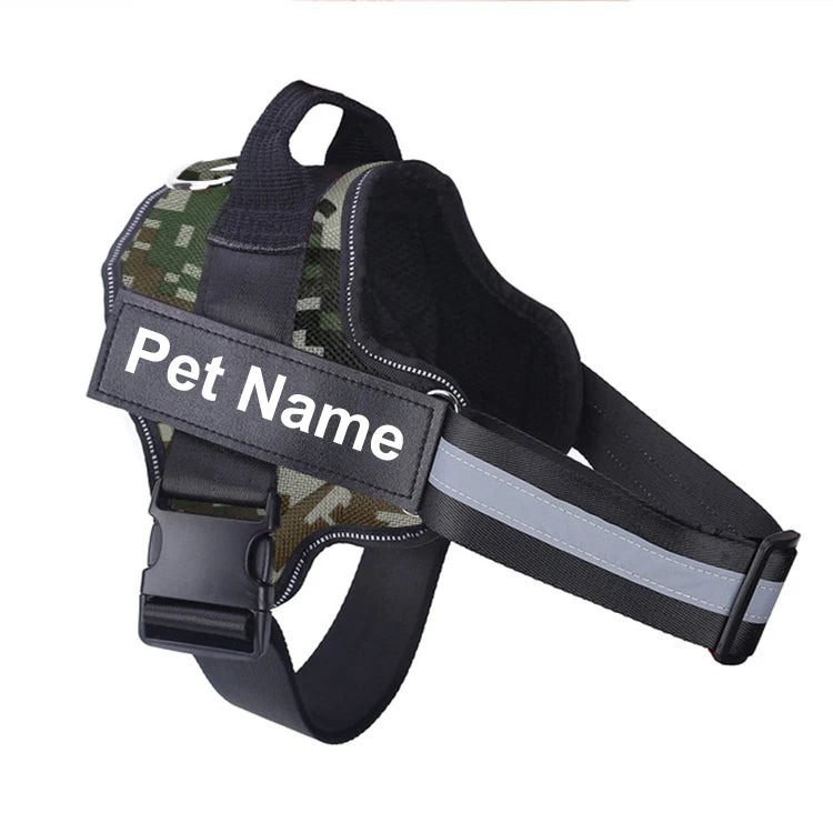 No-Pull Reflective Dog Harness Vest — Breathable, Adjustable with Custom ID Patch