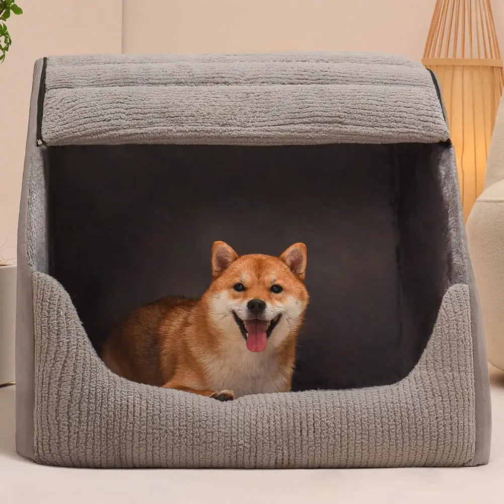 Dog Cave Bed for Medium & Large Dogs — 30D Memory Sponge, Plush Indoor, Non-Slip Bottom