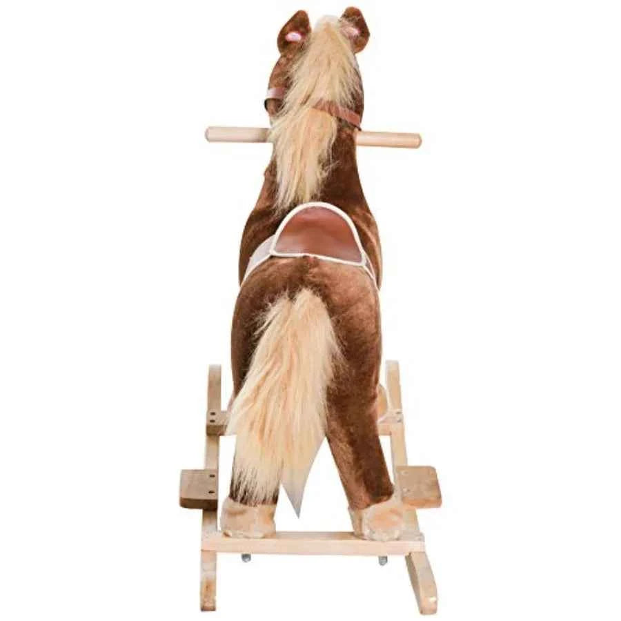 Plush Toy Rocking Horse Ride on with Realistic Sounds - Brown