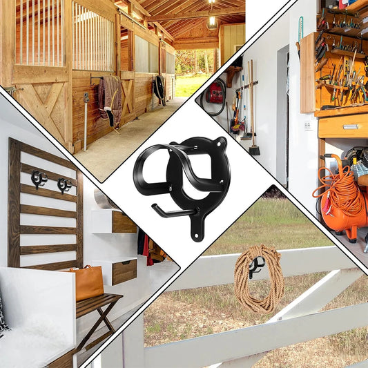 Horse Halter & Bridle Hooks — Metal with Tubes and Screws for Tack Storage