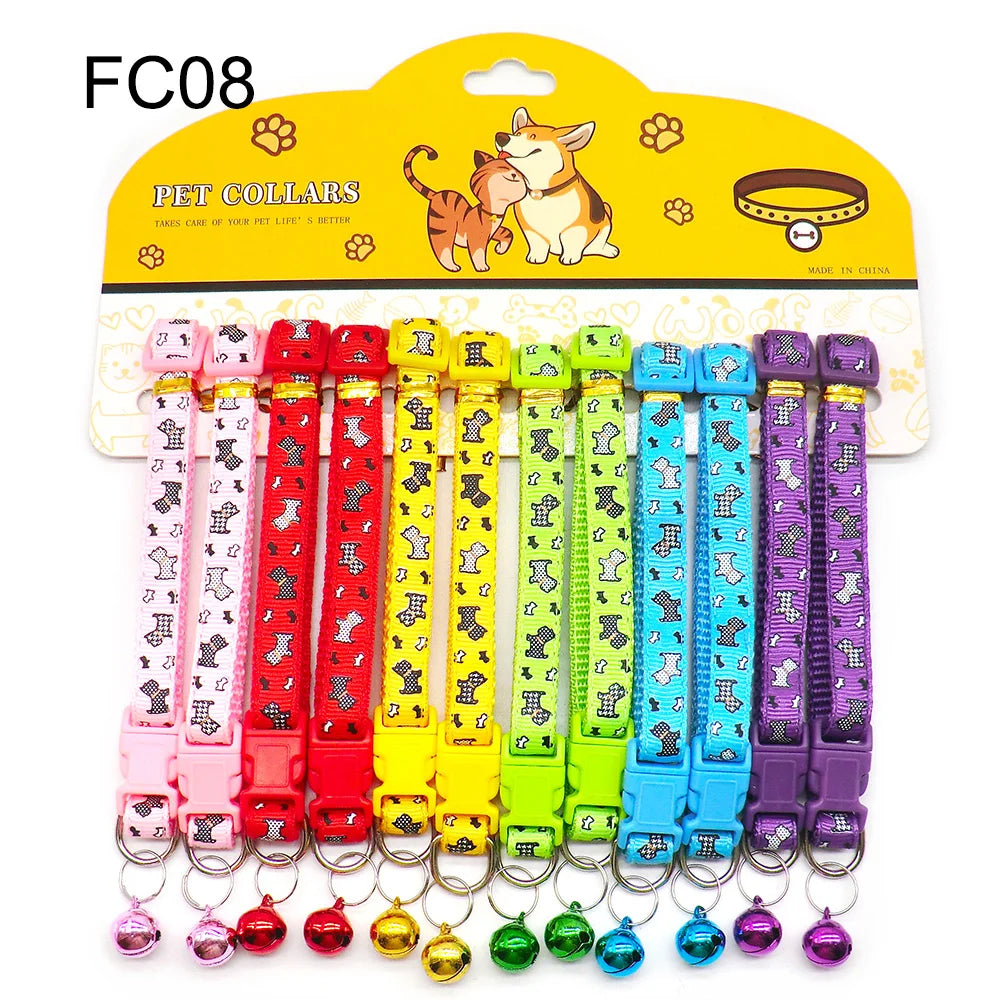 12-Pack Mix Color Dog & Cat Buckle Collars — Wholesale Anti-Lost Set