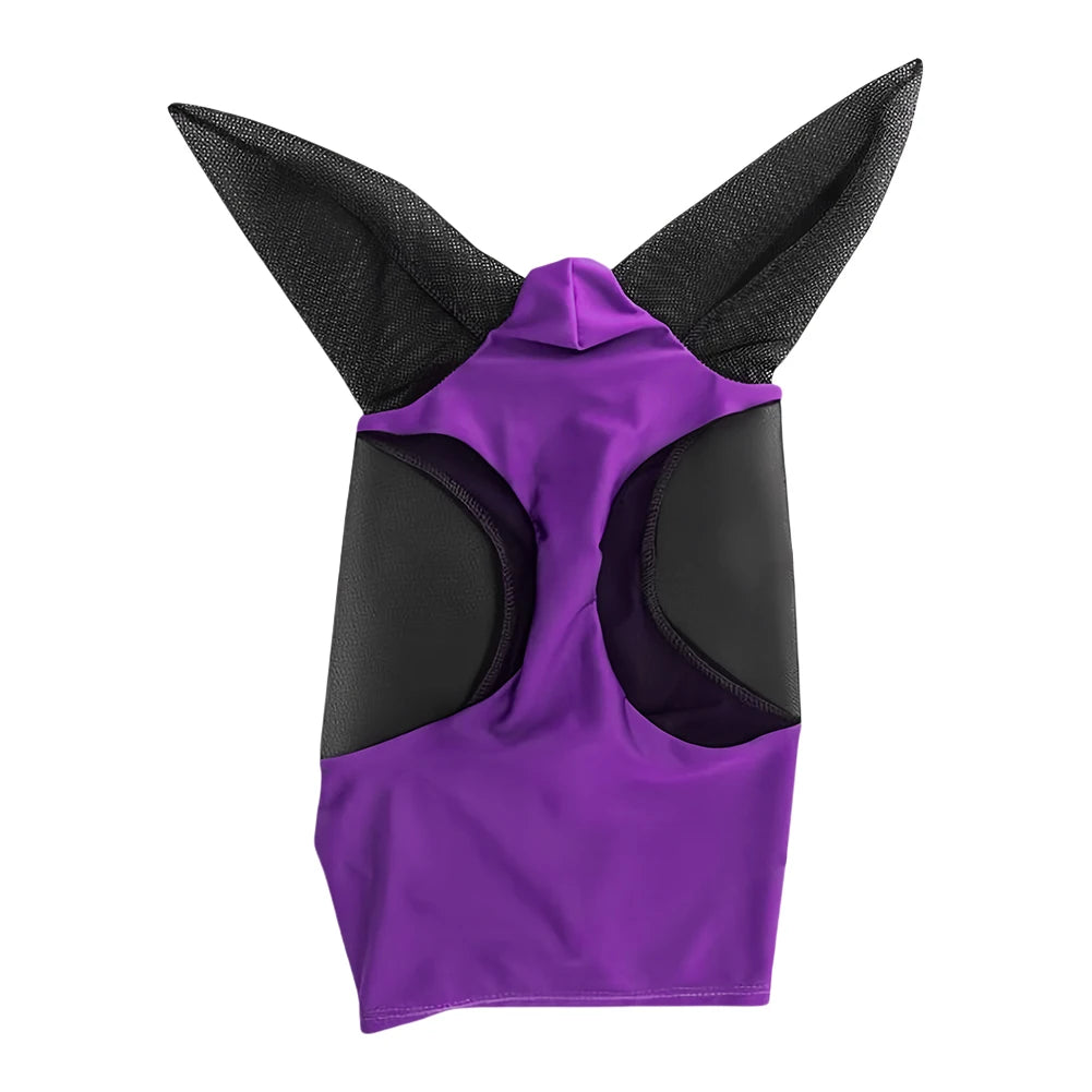 Horse Fly Mask — Breathable Mesh Hood with Ear Protection | Anti-Fly & Mosquito Bonnet | Black, Grey, Blue, Red, Purple