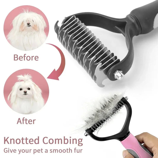 Double-Sided Stainless Steel Pet Hair Removal Comb — Dog & Cat Grooming