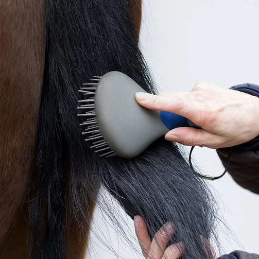 Horse Mane & Tail Brush — Soft Rubber Grip, Needle Bristles (Random Color)