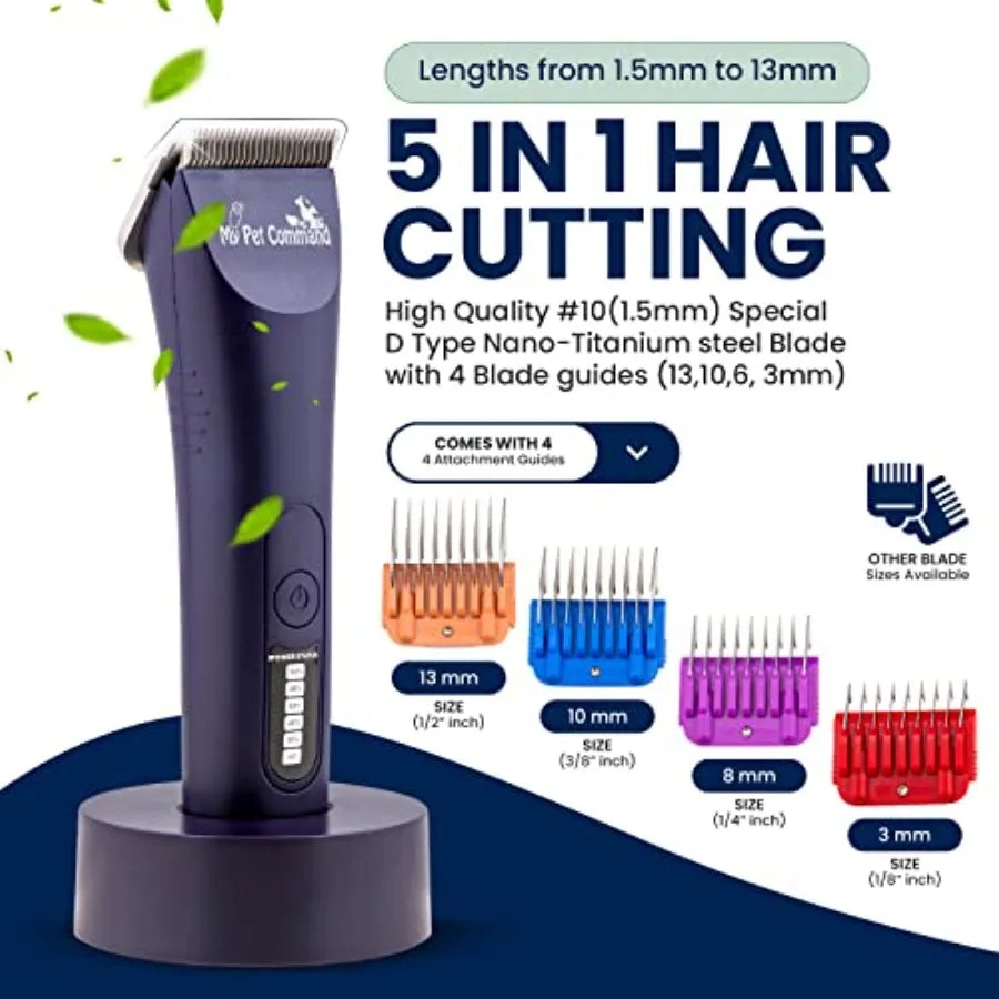 Cordless Dog & Cat Grooming Clipper Kit — Heavy Duty Rechargeable