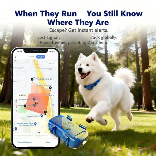 GPS Pet Tracker for Dogs & Cats — 4G LTE, Unlimited Distance, IP67 Waterproof