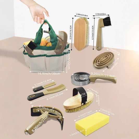 10-Piece Horse Grooming Kit with Tote Bag — Complete Grooming & Bathing Set | Perfect Horse Gift for Riders