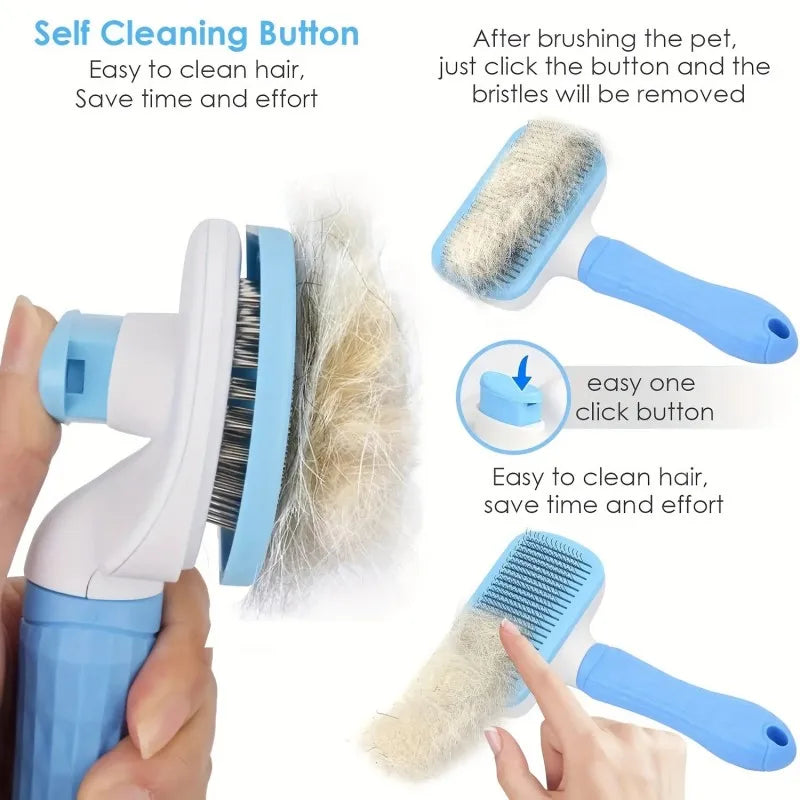 One-Button Pet Deshedding Brush — Easy Self-Cleaning Grooming Tool