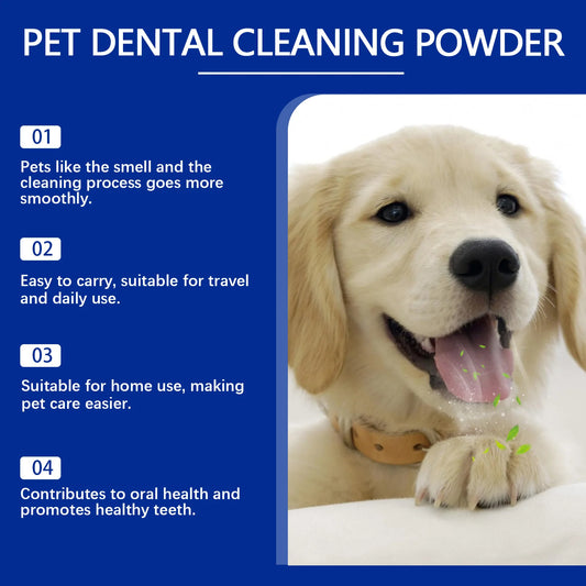 Dog & Cat Teeth Cleaning Powder — Whitens, Removes Tartar & Eliminates Odor