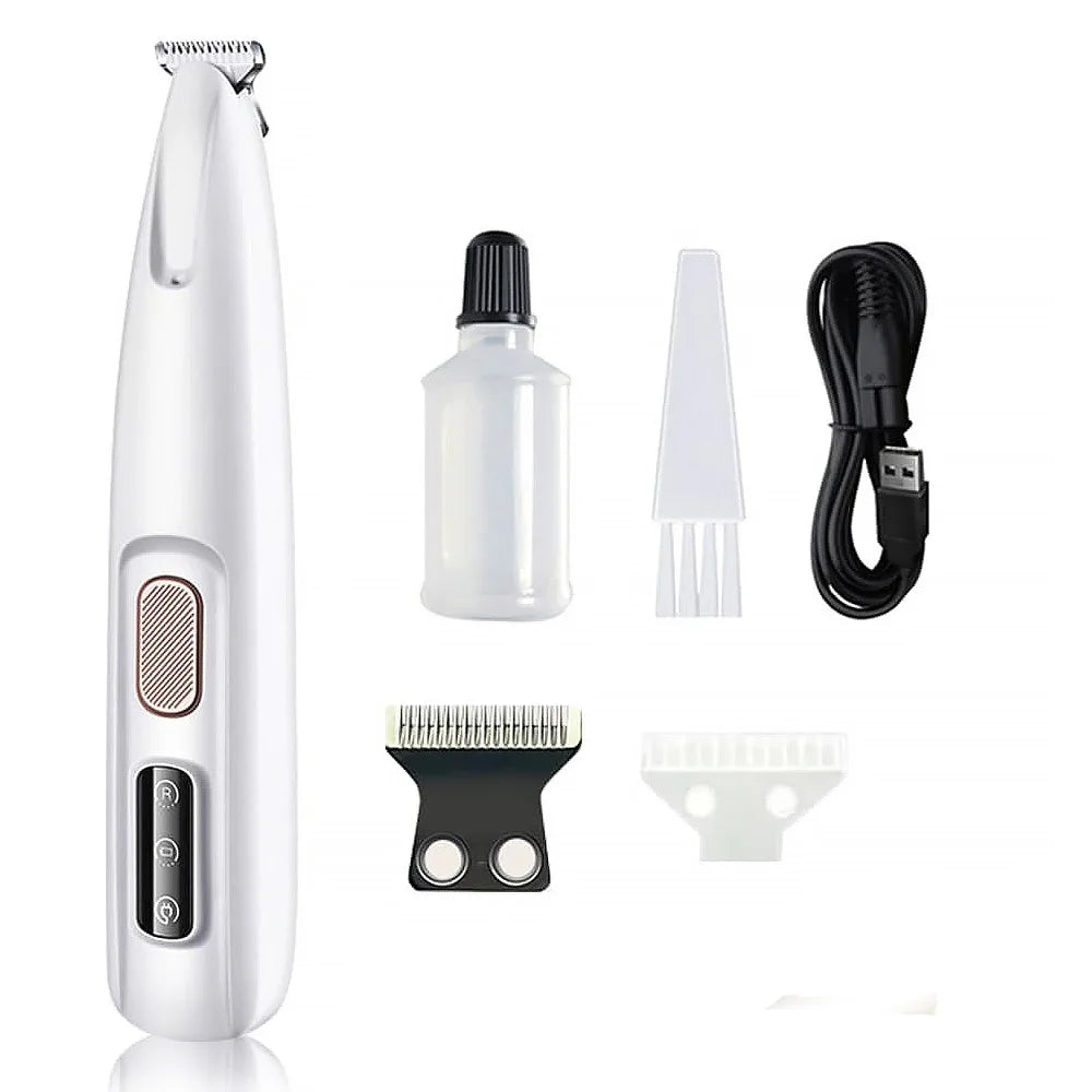 Rechargeable Pet Grooming Trimmer with LED Light — Low Noise, 18mm Blade, Cats & Dogs