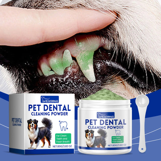 Dog & Cat Teeth Cleaning Powder — Whitens, Removes Tartar & Eliminates Odor