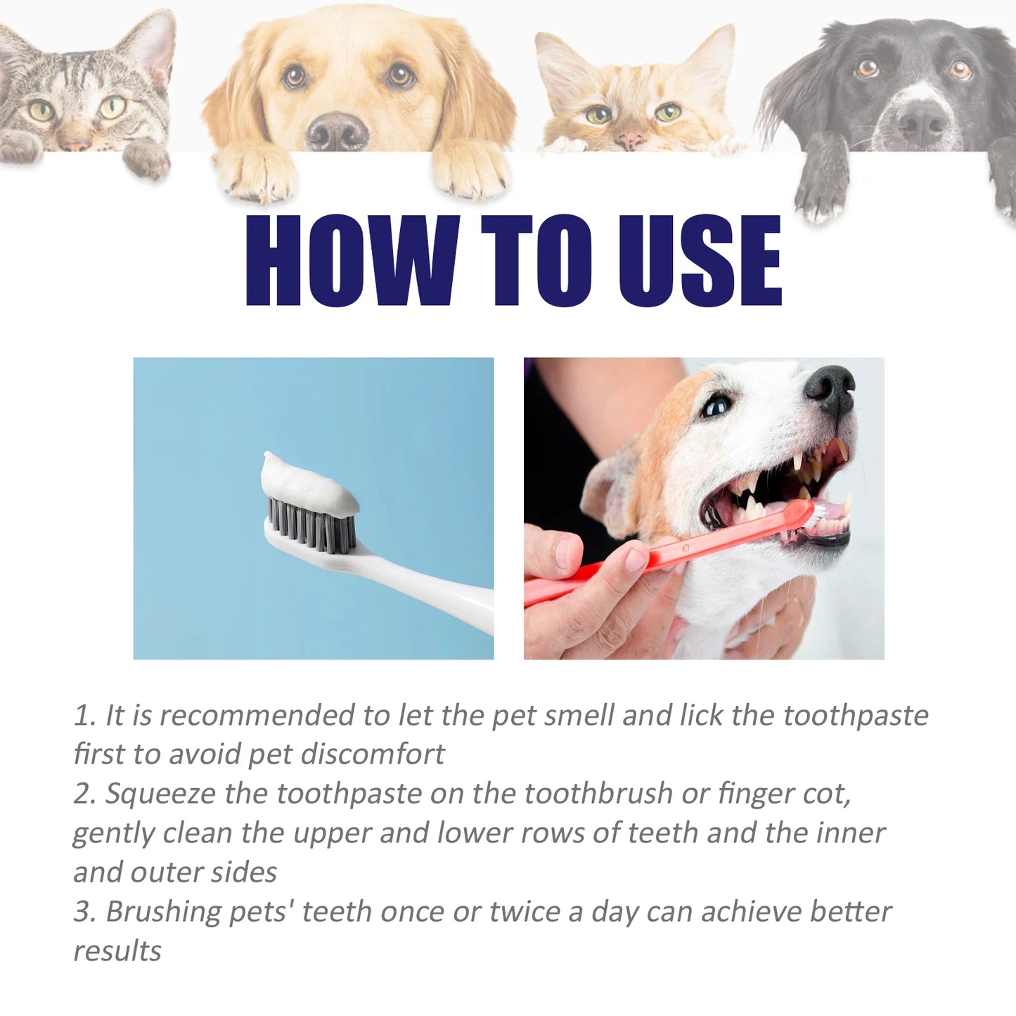Pet Dental Care Toothpaste — Protects Gums, Removes Stains & Reduces Odor for Dogs & Cats