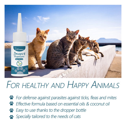 Natural Anti-Flea & Tick Drops for Cats & Dogs — 50ml Deworming Formula