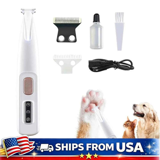 Cat Dog Paw Trimmer Rechargeable Pet Grooming Clippers with LED Light 18mm Precision Blade Low Noise for Paws Eyes Ears Face