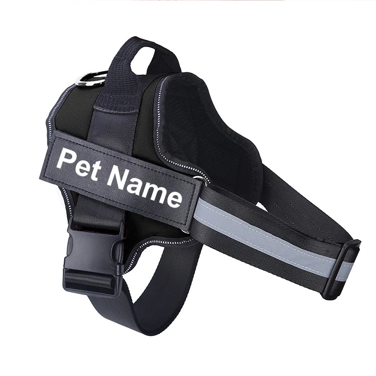 No-Pull Reflective Dog Harness Vest — Breathable, Adjustable with Custom ID Patch