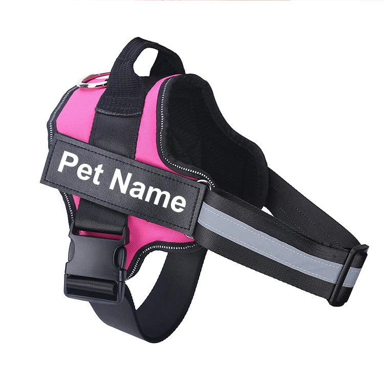 No-Pull Reflective Dog Harness Vest — Breathable, Adjustable with Custom ID Patch