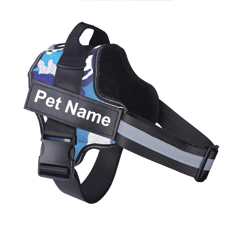 No-Pull Reflective Dog Harness Vest — Breathable, Adjustable with Custom ID Patch