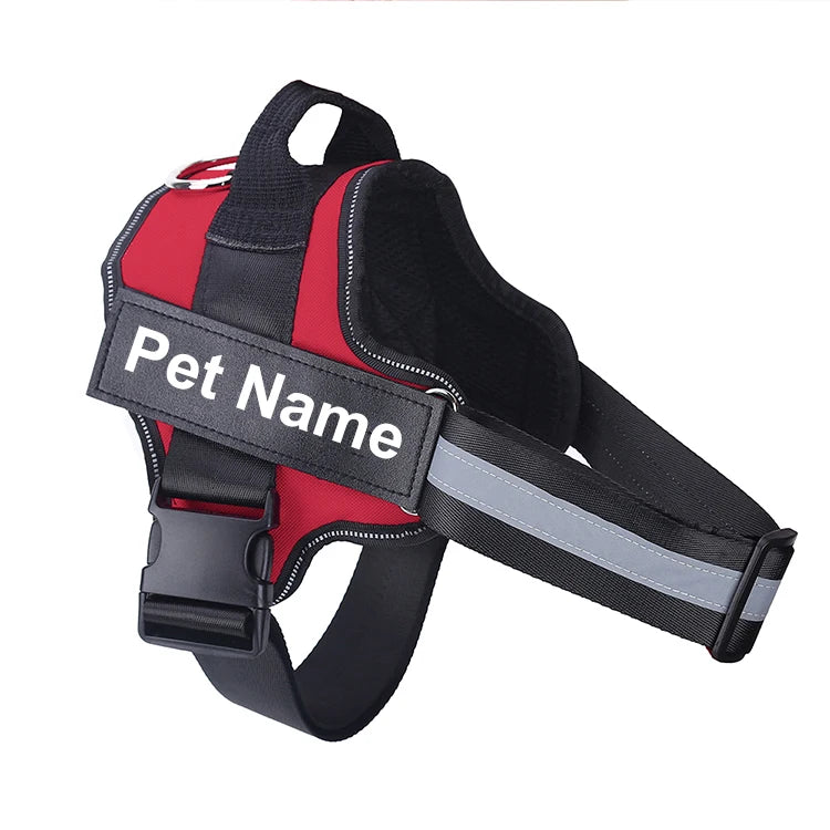 No-Pull Reflective Dog Harness Vest — Breathable, Adjustable with Custom ID Patch