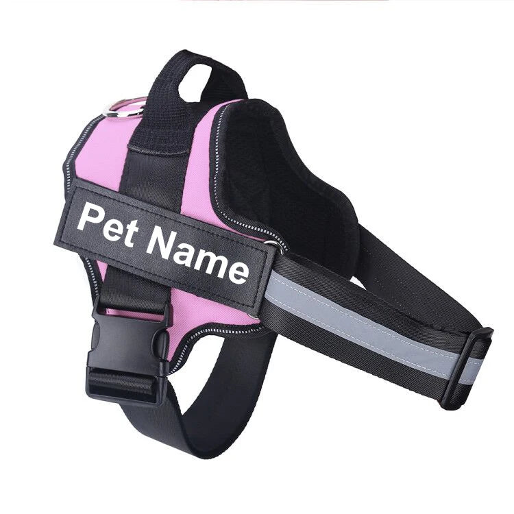 No-Pull Reflective Dog Harness Vest — Breathable, Adjustable with Custom ID Patch