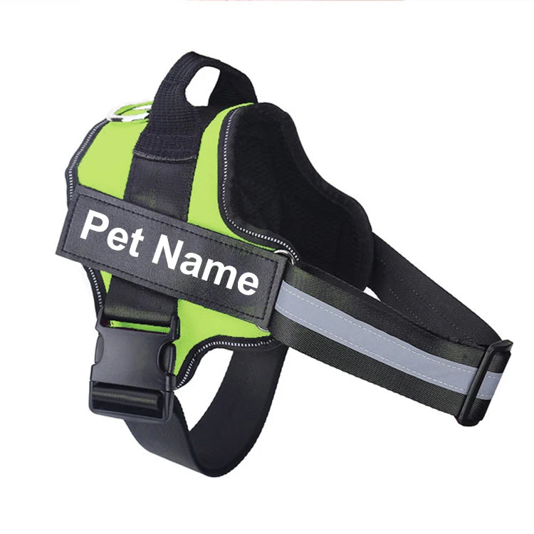 No-Pull Reflective Dog Harness Vest — Breathable, Adjustable with Custom ID Patch