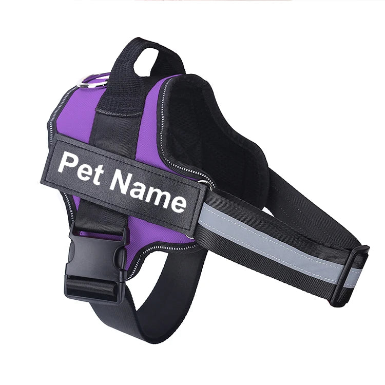 No-Pull Reflective Dog Harness Vest — Breathable, Adjustable with Custom ID Patch