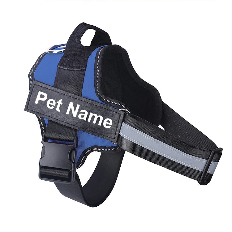 No-Pull Reflective Dog Harness Vest — Breathable, Adjustable with Custom ID Patch