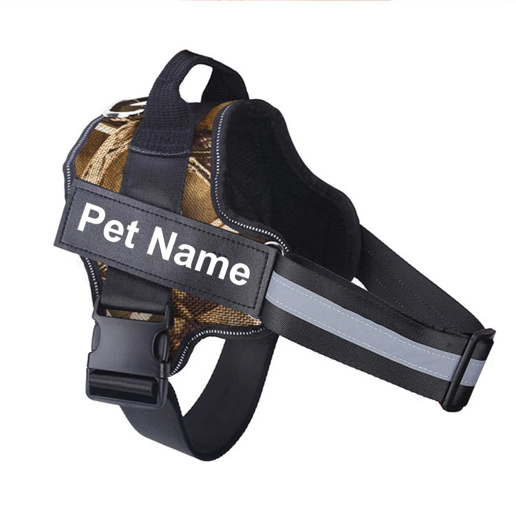 No-Pull Reflective Dog Harness Vest — Breathable, Adjustable with Custom ID Patch
