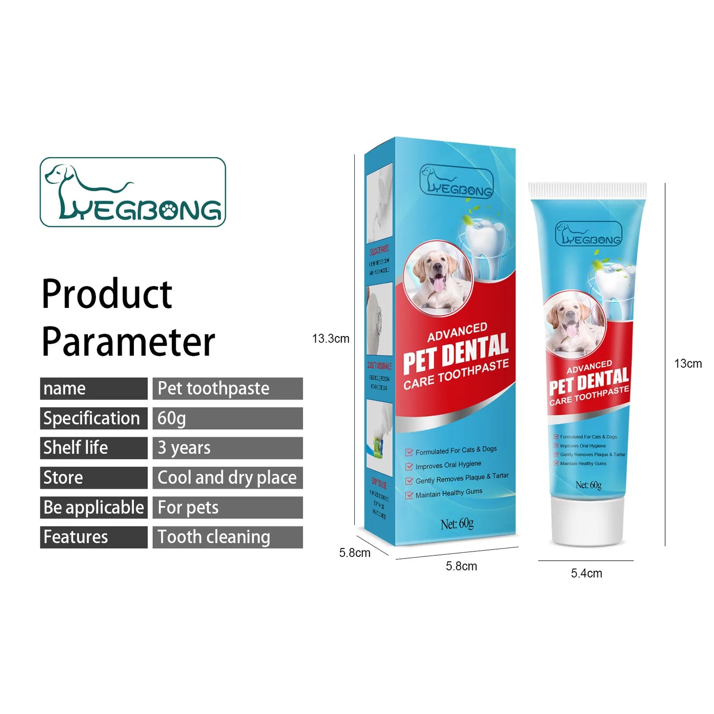 Edible Dog & Cat Toothpaste — Daily Tartar Control, Gum Protection & Odor Reduction