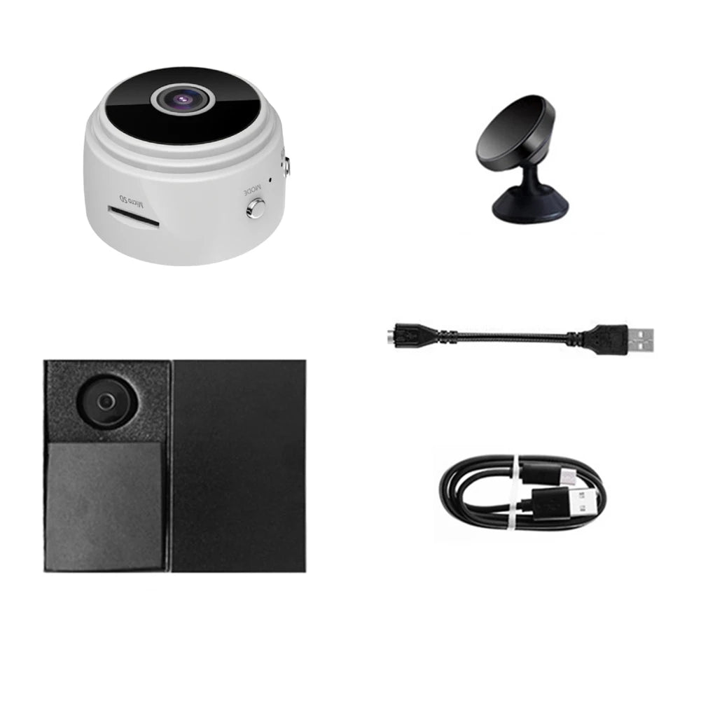 HD 1080p Wireless Mini Camera — Sound and vision, Rechargeable, indoor/outdoor Night Vision, Magnetic mount