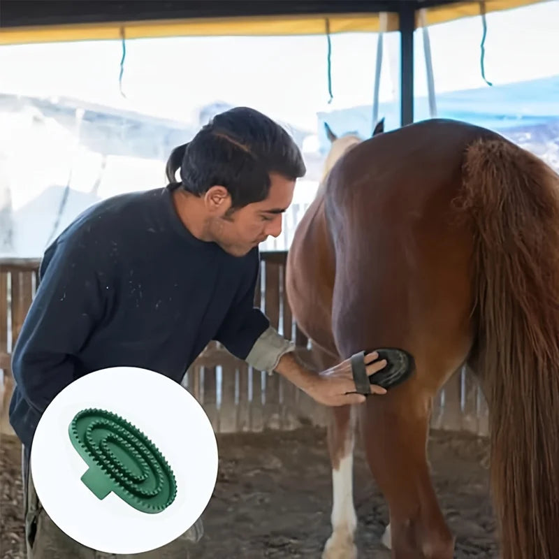 Rubber Massage & Cleaning Brush for Horses — Detangling & Bathing Tool