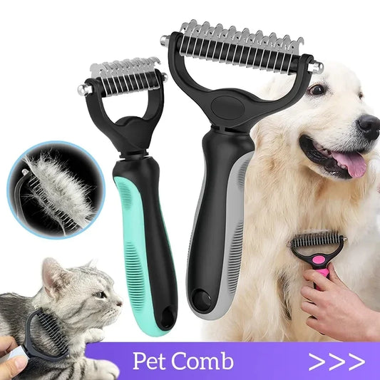 Double-Sided Stainless Steel Pet Hair Removal Comb — Dog & Cat Grooming