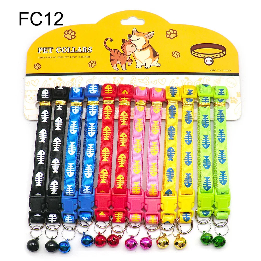12-Pack Mix Color Dog & Cat Buckle Collars — Wholesale Anti-Lost Set