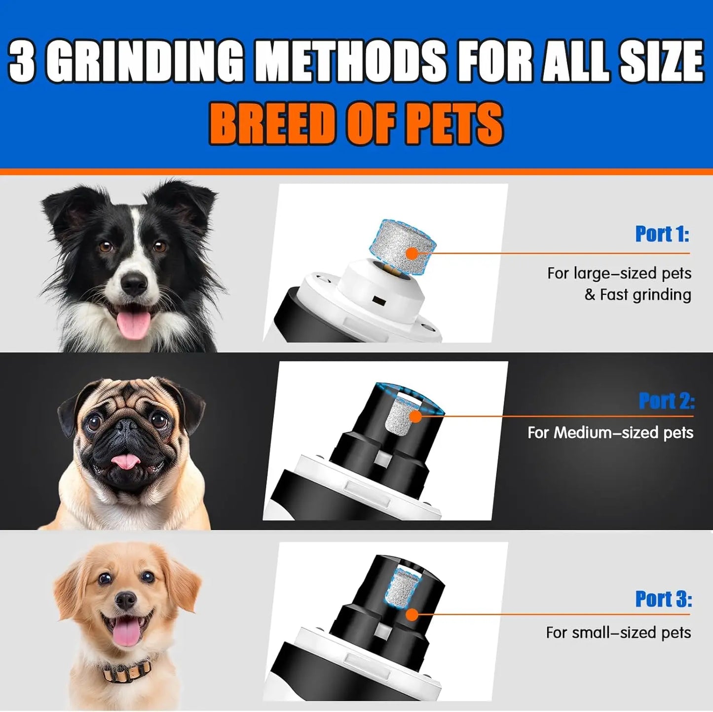 Electric Pet Nail Trimmer with Light — Quiet 2-Speed Grinder for Dogs & Cats