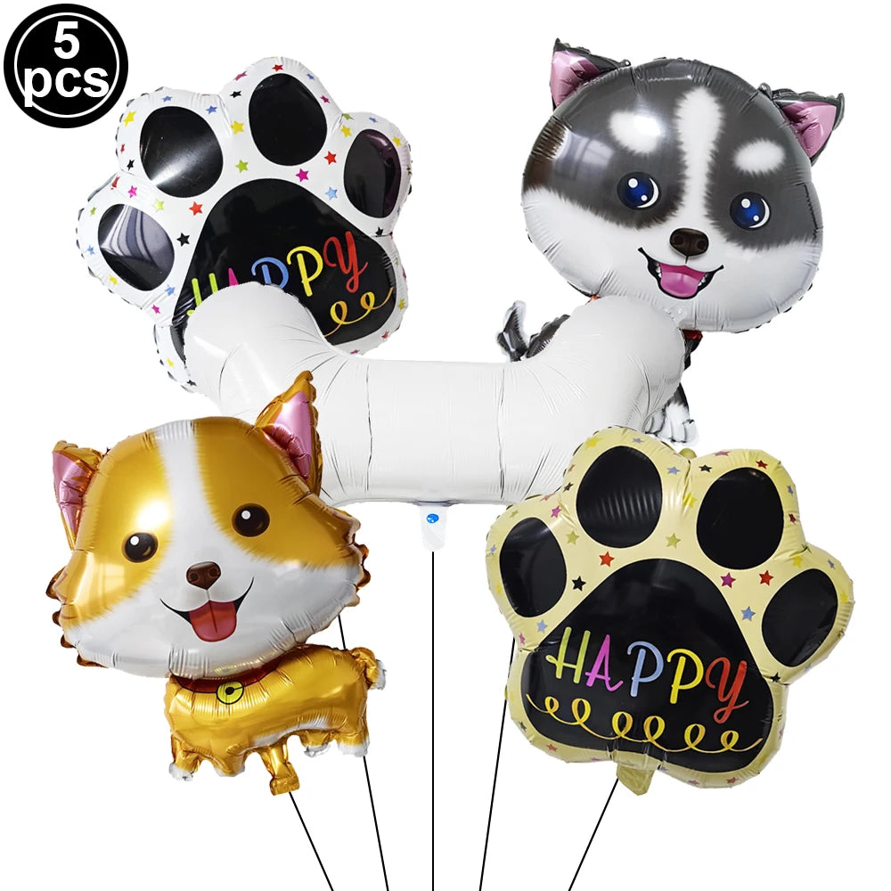 Dog Birthday Party Balloons — 12" Latex Puppy Print, Pack of 12