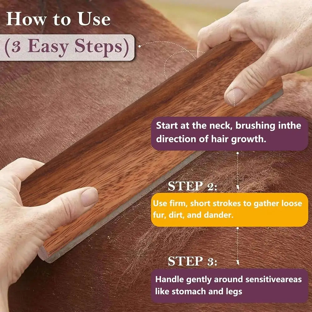 Wooden Handle Grooming Brush with Stainless Steel Teeth — S/M/L