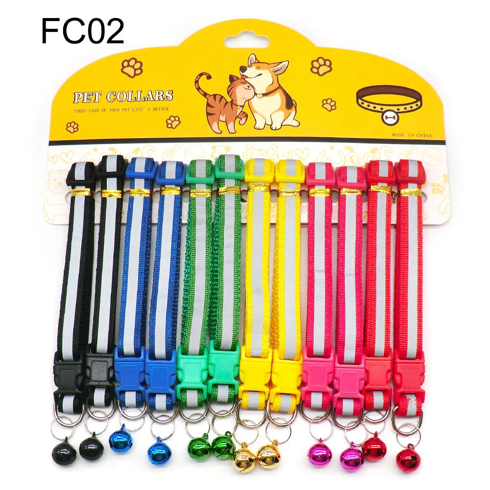 12-Pack Mix Color Dog & Cat Buckle Collars — Wholesale Anti-Lost Set