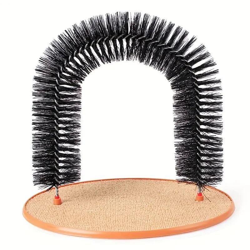 Cat Self-Grooming Arch Toy — Wooden Rubbing Brush for Cats