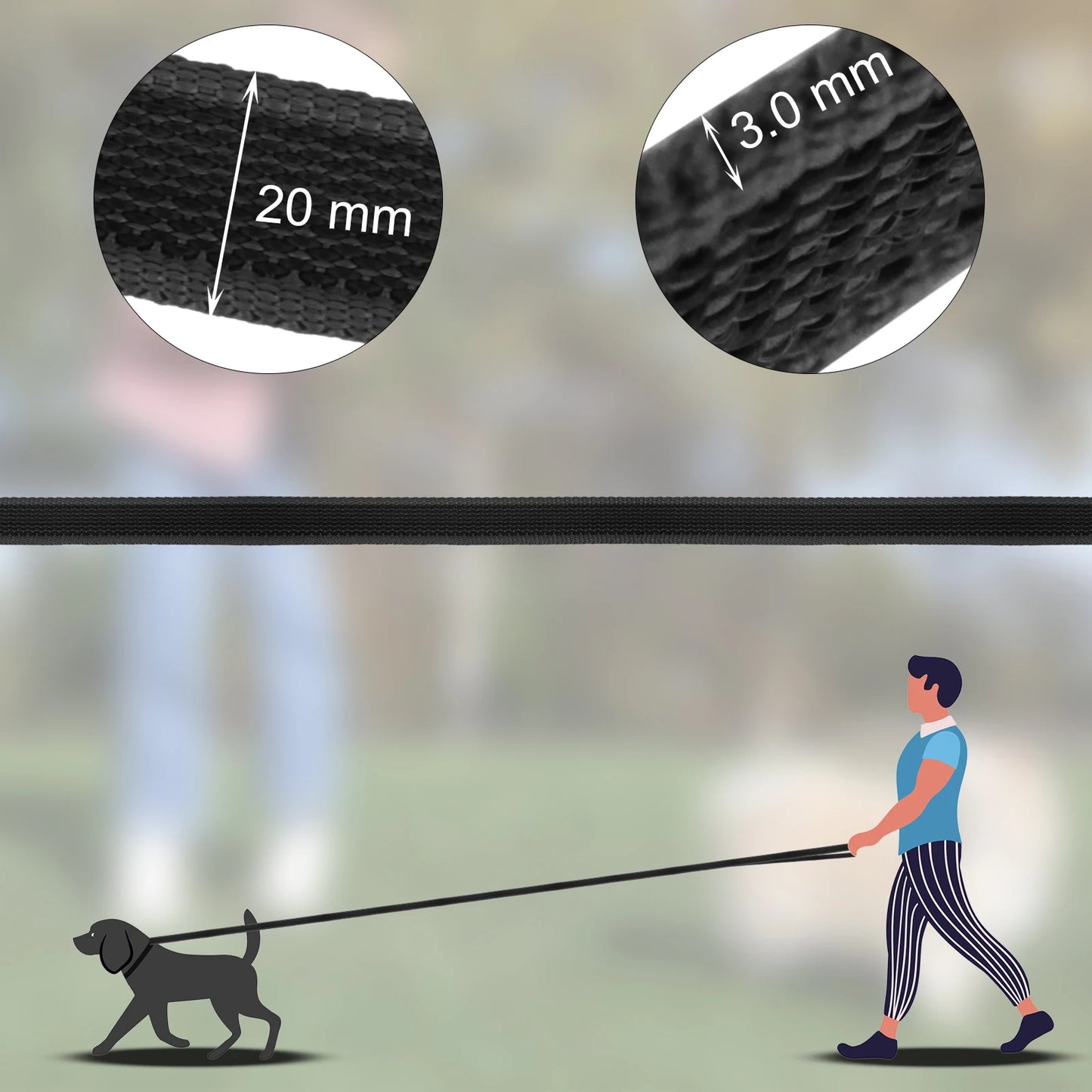 Long Dog Leash — 1.5m, 2m, 3m, 5m, 10m & 15m Options for Small, Medium & Large Dogs
