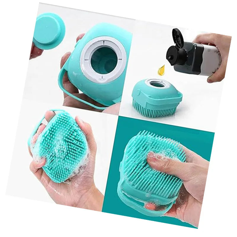 2-in-1 Pet Bath Brush & Shampoo Dispenser — Grooming Massage Tool for Dogs & Cats
