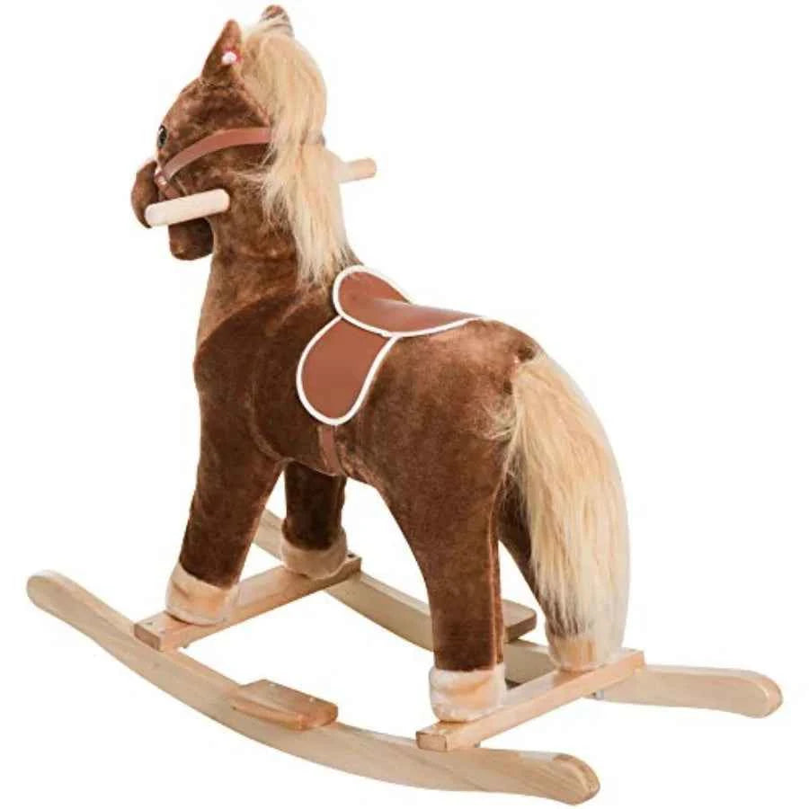 Plush Toy Rocking Horse Ride on with Realistic Sounds - Brown