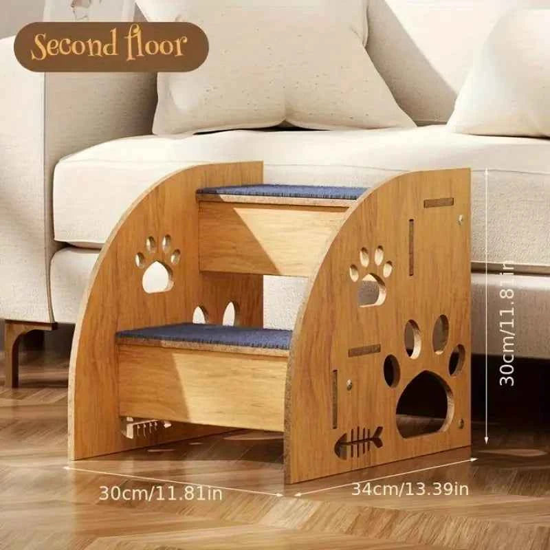 3-Tier/2-Tier Wooden Dog Stairs - Non-Slip Pet Steps, Suitable for High Beds and Sofas, Perfect for Medium and Small Dogs Cats