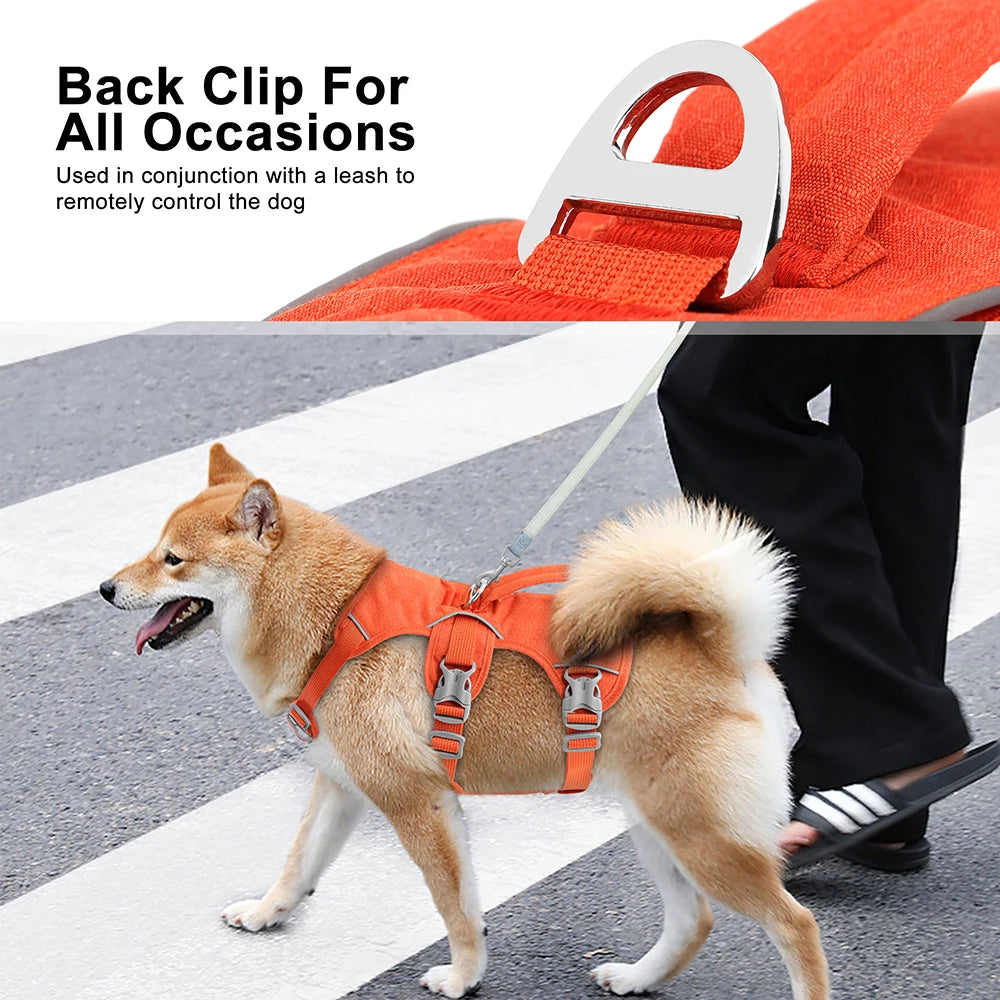 Escape-Proof Reflective Dog Harness with Handle — Adjustable Nylon for Small, Medium & Large Dogs