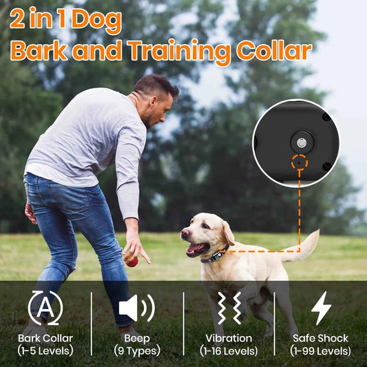 2026 New AI Electric Collar for 10-120lbs Dogs,3300ft 2 in 1 Automatic Dog Training Collar,IPX7 Waterproof Dog Shock Collar