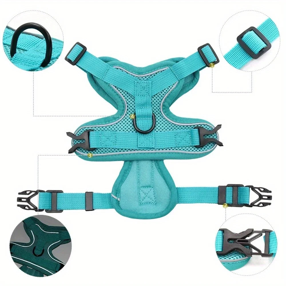 No-Pull Dog & Cat Harness & Leash Set — Adjustable, Reflective Vest