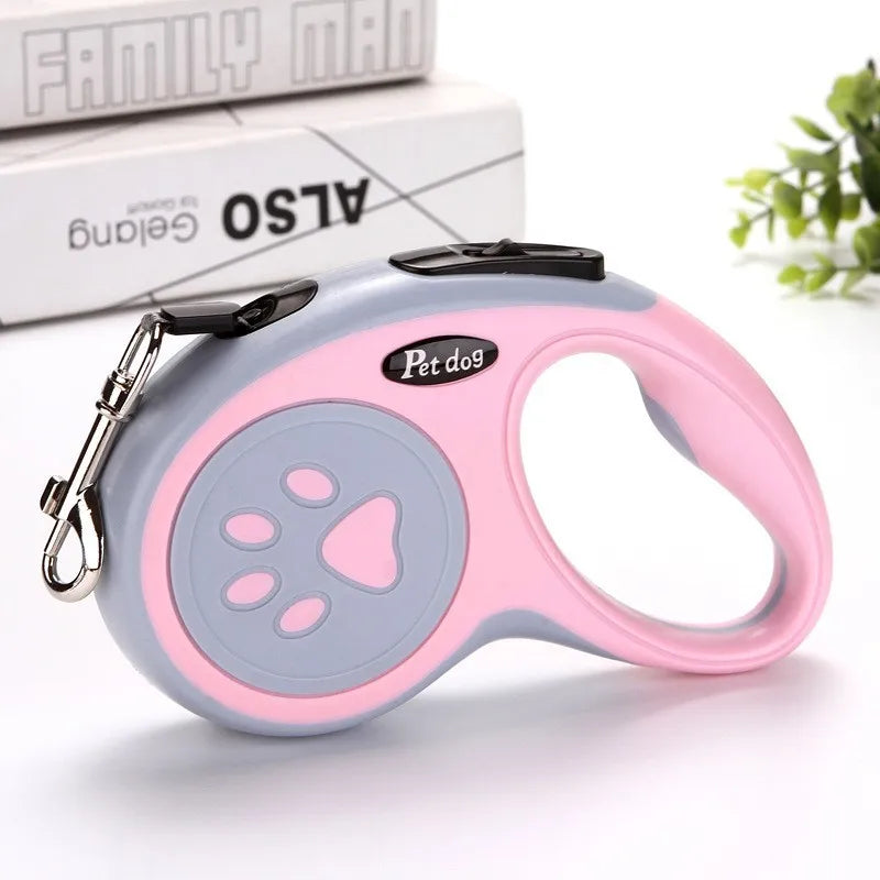 Retractable Dog Leash — Nylon Rope, 3m or 5m | Blue, Green, Black & Pink