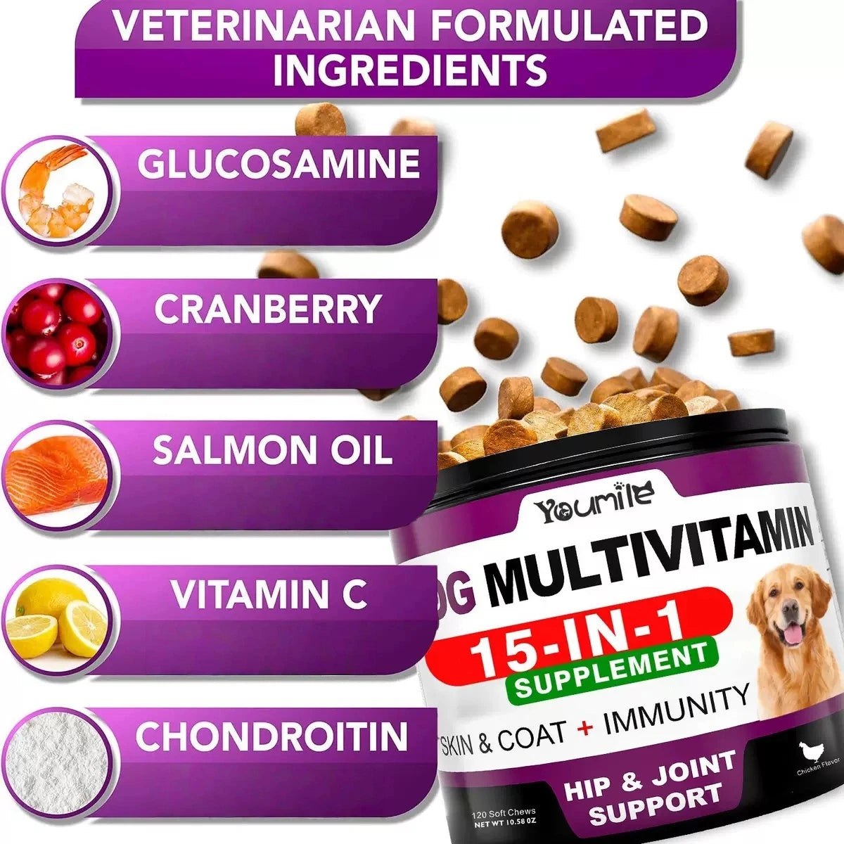 15-in-1 Multivitamin for Dogs — Supports Hair Loss, Digestion & Immune Health