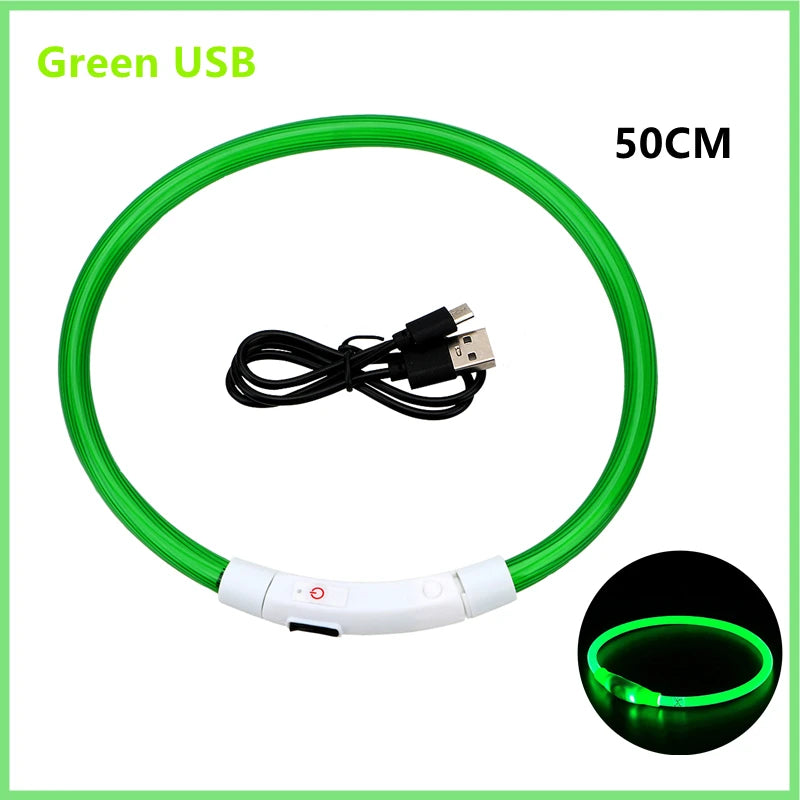 USB Rechargeable LED Dog & Cat Collar — Adjustable, Nylon, Night Safety | XS–XXL