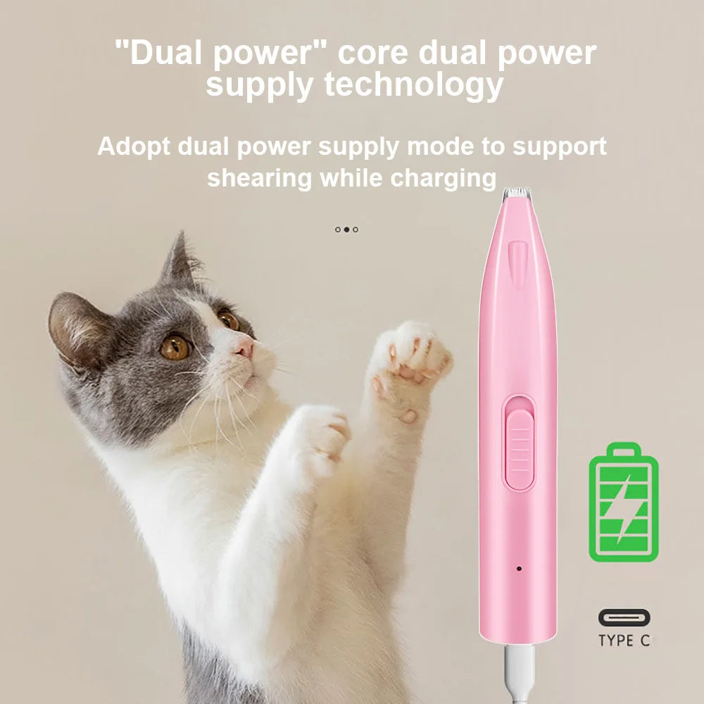 Pet Hair Trimmer with LED Light — Rechargeable Grooming Clipper for Dogs & Cats
